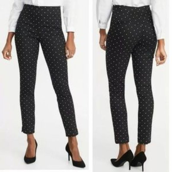 Old Navy Pants - Old Navy WOW High Waist Navy White Polka Dot Skinny Ankle Pants 12